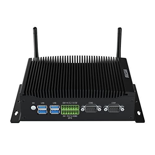 HYSTOU Lüfterlose Firewall Micro Appliance, Mini Industrie PC 8 GB DDR4 512 GB SSD, i5-10210U (bis zu 4,2 GHz) Kleine Desktop Computer, 4K Dreifachanzeige, WIFI2.4G+5.0G, BT4.2, 14Pin GPIO von HYSTOU