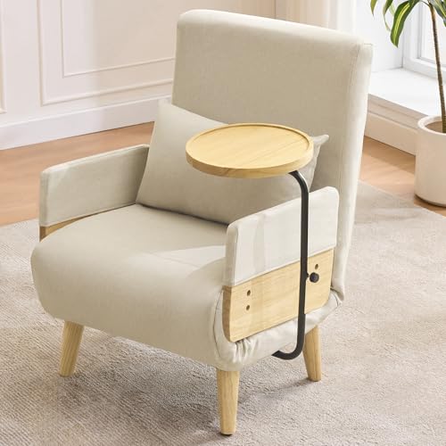 HYSZ Modernes Design: 3-in-1-Umbausessel mit Schlaffunktion,mit Holztablett, gepolsterter Klappsessel, Polstersitz, Loungesessel, Einzelbett, geeignet für Wohnzimmer, Schlafzimmer, Büro, Wohnung usw von HYSZ