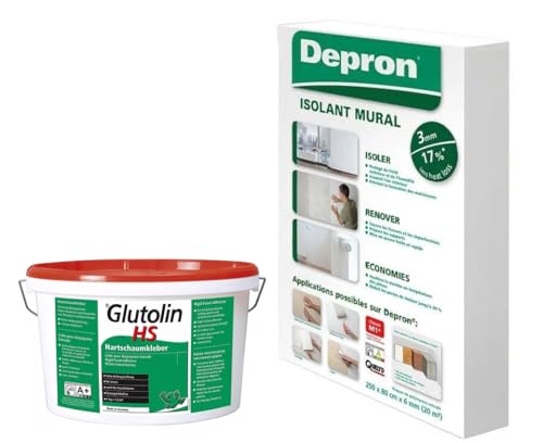 Depron Dämmplatten 3 mm (125 × 80 cm) – Packung 40 m² + Glutolin Kleber 8 kg | Schall- und Wärmedämmung für Wände und Decken von HYTAMA TOOLS