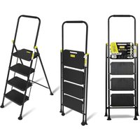 HYTAMA Scala Scaletta Sgabello Pieghevole "BLACK MAX" Salvaspazio con Gradini Antiscivolo e Impugnatura Soft in Gomma per Sicurezza Portata max150kg von HYTAMA TOOLS