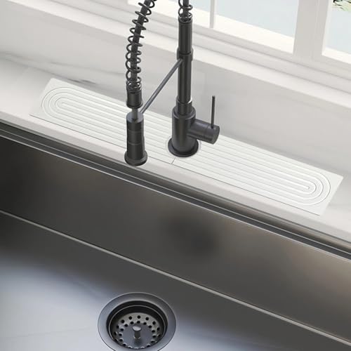 HYTAMY Wasserhahnmatte für Küchenspüle, saugfähige Steinspüle, Kieselgur, schnell trocknende Wasserhahnmatte, Badezimmer-Arbeitsplatte, Wasserhahn-Spritzschutz, Trockenstein-Spülbeckenablage (weiß HYTAMY Wasserhahnmatte für Küchenspüle, saugfähige Steinspüle, Kieselgur, schnell trocknende Wasserhahnmatte, Badezimmer-Arbeitsplatte, Wasserhahn-Spritzschutz, Trockenstein-Spülbeckenablage (weiß von HYTAMY