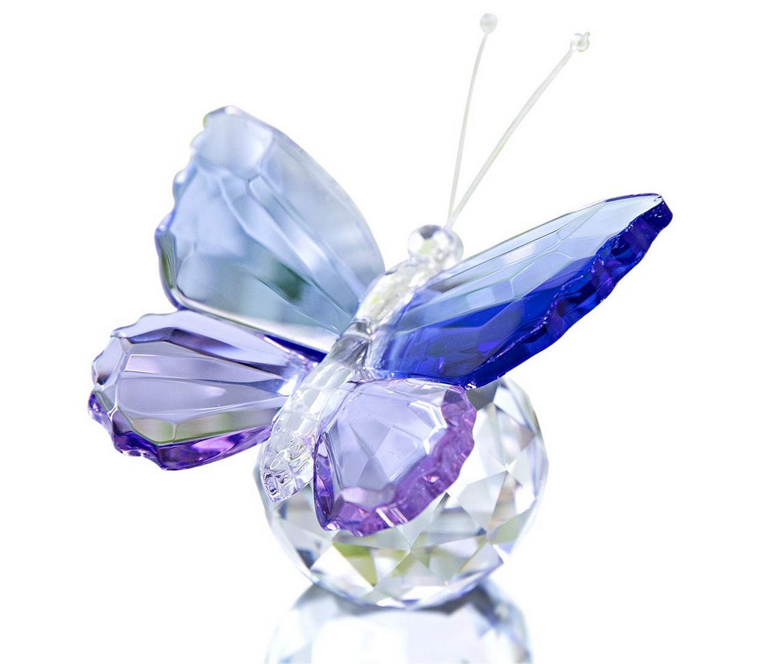 HYTIREBY Dekoobjekt Blauer und lila Kristall Schmetterling mit Kugelbasis (1 St), Briefbeschwerer aus Glas Tierfigur für Wohnzimmer von HYTIREBY