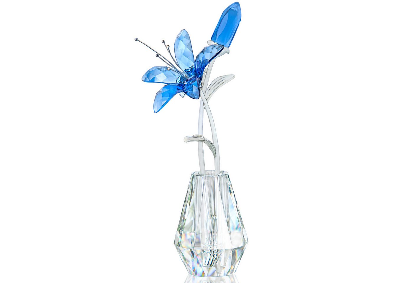 HYTIREBY Glasblume Kristall blau Lilie Figur Sammlerstück (1 St), Glas Träume Blumen-Briefbeschwerer mit Vase von HYTIREBY