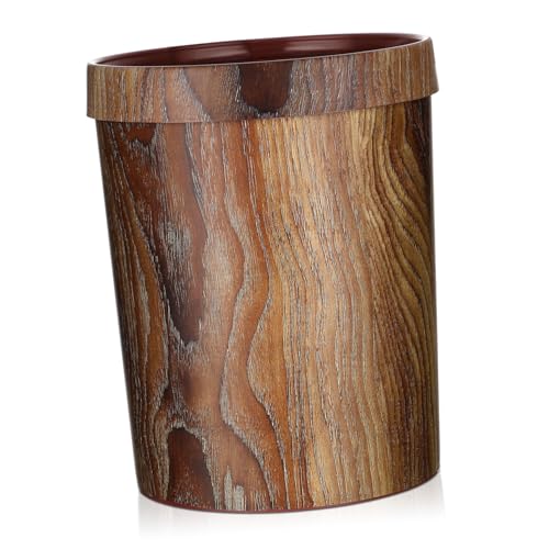 HYTROVE Vintage Mülleimer Holzmaserung Retro Abfalleimer für Küche Wohnzimmer Leichter Kunststoff mit Druckringdesign Dekorativer Schmaler Papierkorb für Badezimmer und Schlafzimmer HYTROVE Vintage Mülleimer Holzmaserung Retro Abfalleimer für Küche Wohnzimmer Leichter Kunststoff mit Druckringdesign Dekorativer Schmaler Papierkorb für Badezimmer und Schlafzimmer von HYTROVE