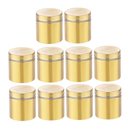 HYTROVE 10 Stück Teiliges Goldfarbene Wandabstandshalter Schrauben Stabile Montageschrauben für Glas und Acrylschilder Mit Transparentem Polster Rostfrei für Innen und Außenbereich von HYTROVE