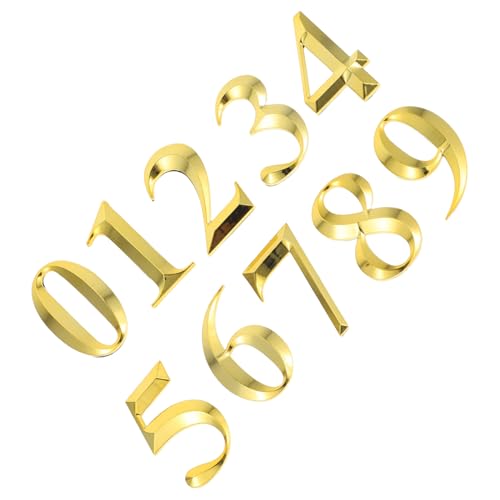 HYTROVE 10 Stück Teiliges Selbstklebendes Langlebigem Kunststoff Goldene Wetterfeste Zahlen für Außenbereich Briefkasten Tür Büro Hotel und Wohnung Geeignet von HYTROVE
