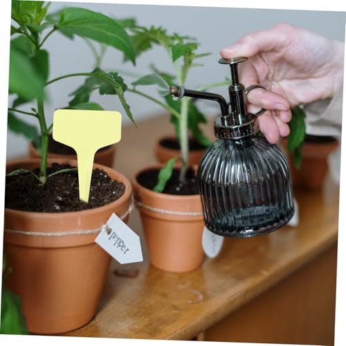 HYTROVE 100 Stück Gelbe T Förmige Pflanzenschilder aus Kunststoff UV Beständig Wiederverwendbar Extra Stark für Garten Gewächshaus Beet Wetterfeste Pflanzenstecker zum Beschriften von HYTROVE