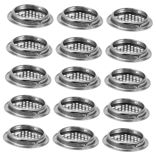 HYTROVE 15 Stück Teiliges Edelstahl Lüftungsgitter Rund Ventilationsloch für Möbel Schränke Schuhschrank Hitzeabweisend Korrosionsbeständig Einfach zu Montieren von HYTROVE