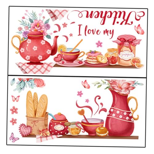 HYTROVE 1Satz Küchen Wandaufkleber Cartoon Besteck und Essen Designs Dekorative Wandsticker für Restaurant und Küche Einfach Anzubringen Entfernen von HYTROVE