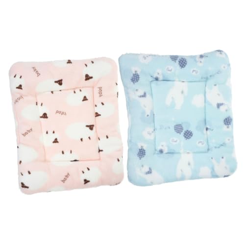 HYTROVE 2 Stück Teiliges Haustierbett für Kleine Tiere Bequeme Schlafunterlage aus Weichem Fleece für Meerschweinchen und Welpen Waschbarer Bezug Warme und Dicke Haustierdecke Xs und Blau von HYTROVE