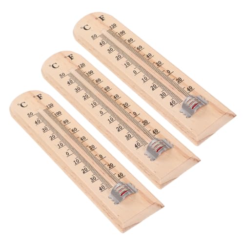 HYTROVE 3 Stück Holzthermometer Multifunktionales und Gartenthermometer mit Großem Display für Innenräume und Gewächshäuser Batteriefrei Praktische Wandmontage von HYTROVE