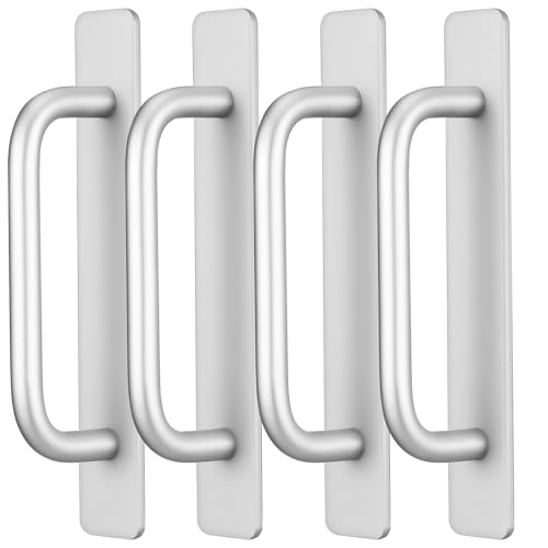 HYTROVE 4 Stück Selbstklebende Türgriffe Aluminiumlegierung Robuste Möbelgriffe für Küchenschränke und Duschkabinen ohne Bohren Silber HYTROVE 4 Stück Selbstklebende Türgriffe Aluminiumlegierung Robuste Möbelgriffe für Küchenschränke und Duschkabinen ohne Bohren Silber von HYTROVE