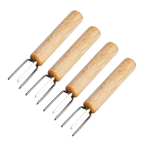 HYTROVE 4Stücke Bbq Maisgabeln mit Holzgriff Robuste Grillwerkzeuge für Snacks und Gemüse Langlebig und Leicht zu Reinigen von HYTROVE