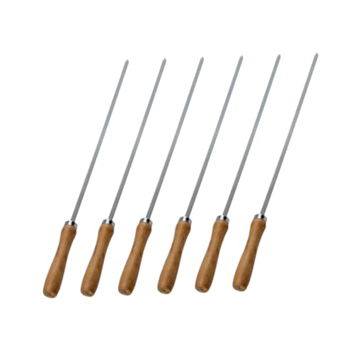 HYTROVE 6 Stück Teiliges Edelstahl grillbesteck mit Flachen Scharfen Bbq spießen und Ergonomischem Holzgriff für Fleisch Käse Obst Vielseitig Einsetzbar bei Outdoor Familienbarbecue HYTROVE 6 Stück Teiliges Edelstahl grillbesteck mit Flachen Scharfen Bbq spießen und Ergonomischem Holzgriff für Fleisch Käse Obst Vielseitig Einsetzbar bei Outdoor Familienbarbecue von HYTROVE