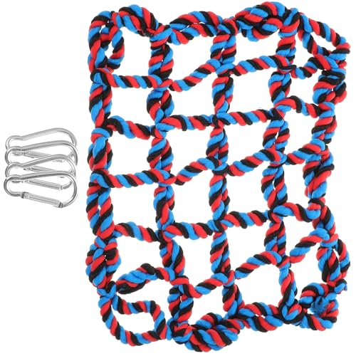 HYTROVE Bunter Kletternetz für Papageien Strapazierfähiges und Bissfestes aus Seil für Große und Mittelgroße Vögel Fördert Physische und Mentale Gesundheit Einfache Installation mit von HYTROVE