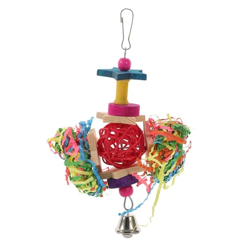 HYTROVE Buntes Papageien kauspielzeug aus Holz Metall und Naturseil Robust Langlebig Fördert Gesunde Zähne Befriedigt Kauinstinkt Geeignet für Wellensittiche und Kleine Zufällige Farbe von HYTROVE