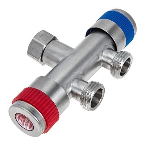 HYTROVE Doppelkopf Wasserhahn Verteiler Schlauchadapter für Waschmaschine Kompaktes und Robustes Design für Garten und Haushalt Sicher und Zuverlässig Anwendung von HYTROVE