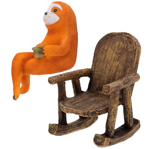HYTROVE Garten Deko Figurine Resin Lustige Tier Statue im Schaukelstuhl für Garten und Landschaftsdekoration Charmantes Ornament für Terrasse als für Familie und Freunde von HYTROVE