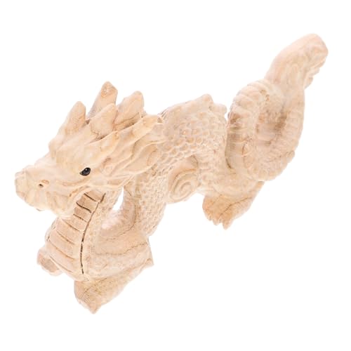 HYTROVE Holz Drache Statue aus Naturholz Glücksbringer Figurine für Büro Zuhause Chinesisches Feng Shui Ornament Langer Drachen für Schreibtisch von HYTROVE