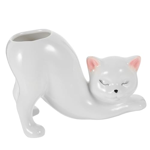 HYTROVE Katzen Blumenvase Keramik Tischvase Für Blumenarrangements Heimdekoration Bastelvase Mit Zarten Farben Für Raum Living HYTROVE Katzen Blumenvase Keramik Tischvase Für Blumenarrangements Heimdekoration Bastelvase Mit Zarten Farben Für Raum Living von HYTROVE