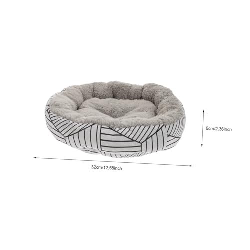 HYTROVE Lammfell Haustierbett Rundes Waschbares Hundebett für Drinnen Weiche Warme Schlafmatte Canvas Design Schwarz weißes Gittermuster S Øcm von HYTROVE