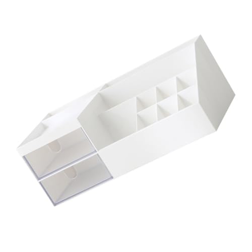 HYTROVE Makeup Pinsel Organizer Box mit Fächern und Multifunktionaler Desktop Stifthalter und Kosmetik Aufbewahrungsbox für Büro Zuhause Weiß von HYTROVE