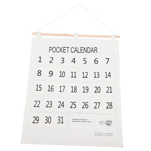 HYTROVE Monatskalender Wandtasche aus Baumwolle und Leinen Praktischer Wandkalender mit Hängetasche für Zuhause Büro und Schule für Organisation und Planung von HYTROVE
