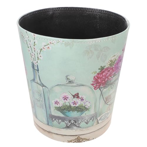 HYTROVE Retro Stil Papierkorb Dekorativer Abfallbehälter mit Blumenmuster Praktischer Mülleimer für Schlafzimmer Badezimmer und Büro Waschbar und Multifunktional von HYTROVE