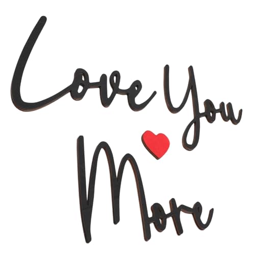 HYTROVE Rustikale Wandkunst Aus Holz Love You More -Schild Hängendes Holzschild Mit Herzform Heimdeko Für Valentinstag Schlafzimmer-Dekoration Handgefertigte Holzbuchstabenblöcke von HYTROVE