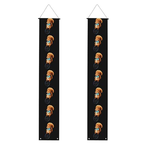 HYTTER Little Squirrel riding a unicycle Printed Graduation Veranda Banner - Robust, langlebig, waschbar und wiederverwendbar Abschlussdekoration für Partys, Zeremonien, Haustüren von HYTTER