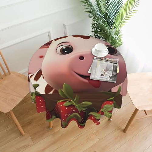 HYTTER Runde dekorative Tischdecke mit Kuh- und Erdbeermuster, 152,4 cm: Das Material ist weich, knitterarm von HYTTER