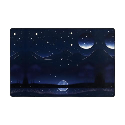 HYTTER Serene Blue Night View Prints Flanell-Fußmatte, 91,4 x 61 cm, feiner Samt, absorbiert Wasser, langlebig, weich von HYTTER