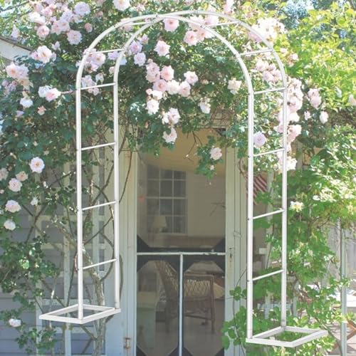 Gartenlaube aus Metall, Rankgitter für Hochzeitszeremonie und Kletterpflanzen, weiße Rosen, Laube und Party-Hintergrundständer (Größe: 240 x 220 x 40 cm) von HYUFEIAO