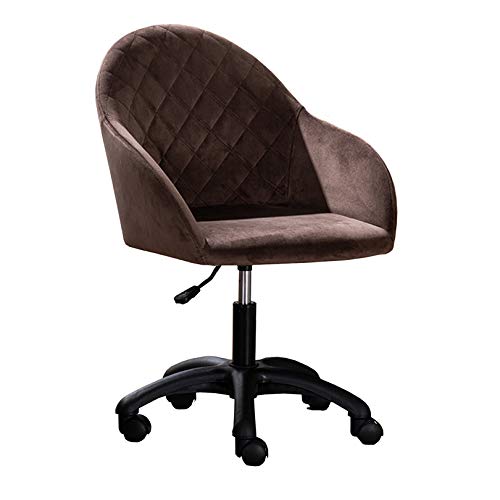 HYUFEIAO 360° drehbarer Computerstuhl mit mittlerer Rückenlehne, ergonomischer Bürostuhl, verstellbarer samtgepolsterter Schreibtischstuhl, Lendenwirbelstütze, Braun von HYUFEIAO