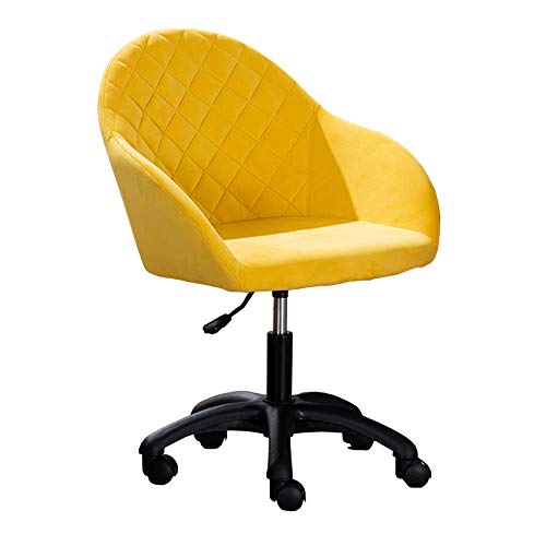 HYUFEIAO 360° drehbarer Computerstuhl mit mittlerer Rückenlehne, ergonomischer Bürostuhl, verstellbarer samtgepolsterter Schreibtischstuhl, Lendenwirbelstütze, Gelb von HYUFEIAO