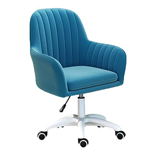 HYUFEIAO Arbeitszimmer Drehstuhl Bürostuhl Ergonomischer Bürostuhl Samt Gepolsterter Computerstuhl Verstellbare Höhe 42-52 cm Dunkelblau von HYUFEIAO