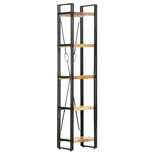HYUFEIAO Bücherregal mit 5 Etagen, rustikales Holz, stehendes Bücherregal, industrielles Bücherregal mit offenen Regalen und Metallstütze, für Büro, Schlafzimmer, Wohnzimmer, 39 x 180 cm B x H, Braun von HYUFEIAO