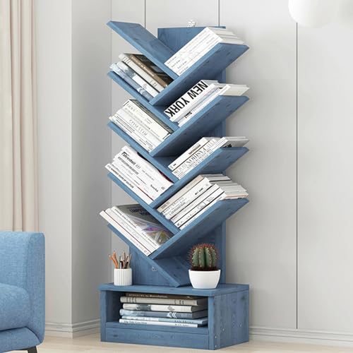 HYUFEIAO Bücherregal mit 8 bis 12 Etagen, bodenstehendes Bücherregal für CDs/Bücher, kippsicher, geometrische Bücherregale für Schlafzimmer/Wohnzimmer/Heimbüro (Farbe: Blau, Größe: 10 Ebenen) HYUFEIAO Bücherregal mit 8 bis 12 Etagen, bodenstehendes Bücherregal für CDs/Bücher, kippsicher, geometrische Bücherregale für Schlafzimmer/Wohnzimmer/Heimbüro (Farbe: Blau, Größe: 10 Ebenen) von HYUFEIAO