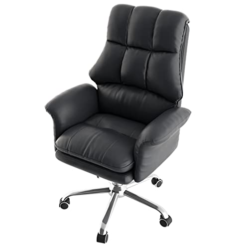 HYUFEIAO Bürostuhl, robustes Design, ergonomisches Kissen mit hoher Rückenlehne, Lendenwirbelstütze, Computer-Schreibtischstuhl, verstellbarer Chefsessel aus PU-Leder mit Armlehne, Gelb, Schwarz von HYUFEIAO