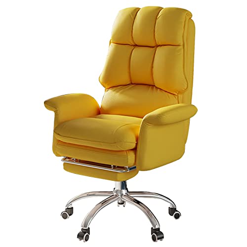 HYUFEIAO Chefsessel aus PU-Leder, ergonomisch, hohe Rückenlehne, Computer-Schreibtischstuhl mit Ottomane, Drehstuhl für Erwachsene, Arbeitszimmer, Gelb von HYUFEIAO