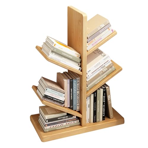 HYUFEIAO Eck-Bücherregal für Kinder mit 4 bis 7 Ebenen, platzsparendes Bücherregal, Mehrzweckboden, Holz-Bücherregale, Ausstellungsregal für kleine Räume, einfache Montage (Farbe: Holz, Größe: 4 von HYUFEIAO