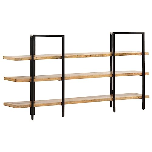 HYUFEIAO Industrielles Bücherregal mit 3 Etagen, rustikales breites Bücherregal zum Ausstellen, 160 x 80 cm, Regal aus Holz und Metall, Bücherregale für Zuhause, Büro, Schlafzimmer von HYUFEIAO