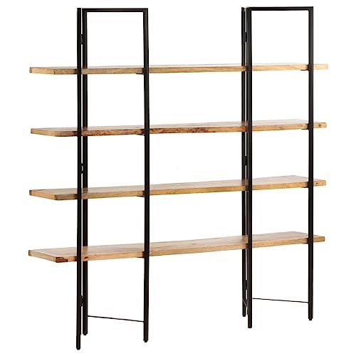 HYUFEIAO Industrielles Bücherregal mit 4 Etagen, rustikales Bücherregal zum Ausstellen, 160 x 160 cm, Regal aus Holz und Metall, Bücherregale für Zuhause, Büro, Schlafzimmer von HYUFEIAO