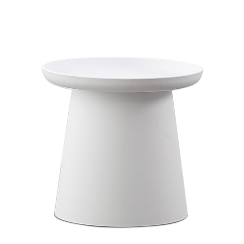 HYUFEIAO Kleiner, runder Beistelltisch, Akzent-Beistelltisch/Endtisch, Nachttisch mit natürlicher Tablettplatte für Familien-, ESS- oder Wohnzimmer (Farbe: Bianco, Größe: 50 cm) von HYUFEIAO