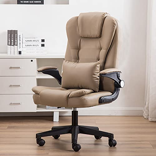 HYUFEIAO Moderner ergonomischer Chefsessel mit hoher Rückenlehne und verstellbarer Höhe, bequemer Computerstuhl auf Rollen, Khaki von HYUFEIAO