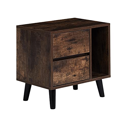 HYUFEIAO Nachttisch aus dunklem Holz, Retro-Schrank, Aufbewahrungseinheit, Nachttische mit 2 Schubladen und offener Seitenaufbewahrung, Braun HYUFEIAO Nachttisch aus dunklem Holz, Retro-Schrank, Aufbewahrungseinheit, Nachttische mit 2 Schubladen und offener Seitenaufbewahrung, Braun von HYUFEIAO