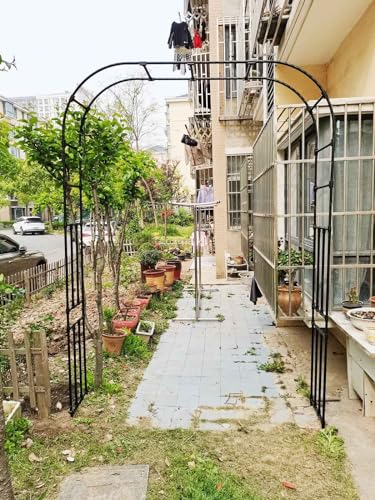 Robuster Metall-Gartenbogen, 2,0 m – Rosen-Spalier-Pergola für Kletterpflanzen, schwarzer Lauben-Dekorationsständer für Terrasse und Garten, langlebige Outdoor-Unterstützung für Reben von HYUFEIAO