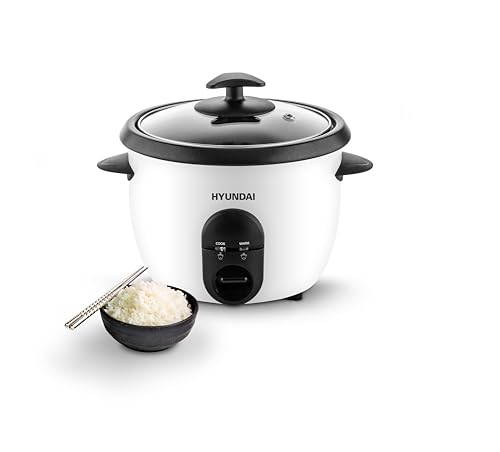 HYUNDAI ELECTRONICS Reiskocher RC100 I 1 l für 800 g Reis I 365 W I Reiswärmer I Warmhaltfunktion I Antihaftbeschichteter Gartopf I Reislöffel & Messbecher von HYUNDAI ELECTRONICS