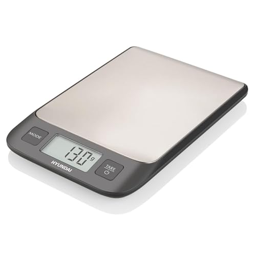 HYUNDAI Küchenwaage KVE927 I Digital I bis zu 5kg Tragkraft I +/- 1g Messgenauigkeit l LCD-Display I TARA Nullstellung und Zuwiegen von HYUNDAI ELECTRONICS