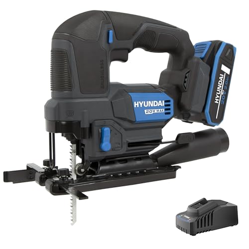 HYUNDAI Akku-Stichsäge JS20X-26-2A1 | 20V, bürstenlos | 26 mm Hub, 0-3500 1/min | werkzeugloser Blattwechsel, 45°- neigbar | 4 Pendelstufen, Absaugadapter | Lieferumfang: 1 x 2.0Ah Akku, Ladegerät HYUNDAI Akku-Stichsäge JS20X-26-2A1 | 20V, bürstenlos | 26 mm Hub, 0-3500 1/min | werkzeugloser Blattwechsel, 45°- neigbar | 4 Pendelstufen, Absaugadapter | Lieferumfang: 1 x 2.0Ah Akku, Ladegerät von HYUNDAI